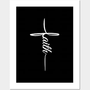 Faith in Curved Font Cross Illustration Posters and Art